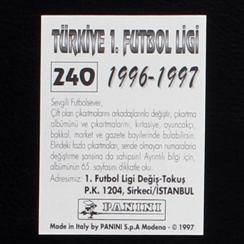 Roberto Baggio Panini Sticker No. 240 - Türkiye 1. Futbol Ligi 1996