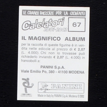 Josep Guardiola Panini Sticker No. 67 - Calciatori 2001