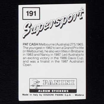 Pat Cash Panini Sticker No. 191 - Supersport 1987
