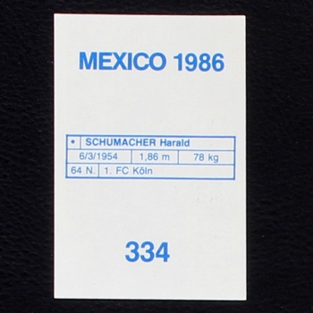 Harald Schumacher Flash Sticker No. 334 - Mexico 86