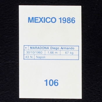 Diego Maradona Flash Sticker No. 106 - Mexico 86