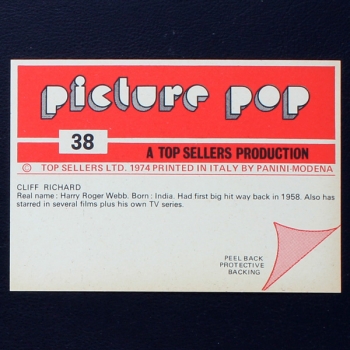 Cliff Richard Panini Sticker No. 38 - Picture Pop 1974