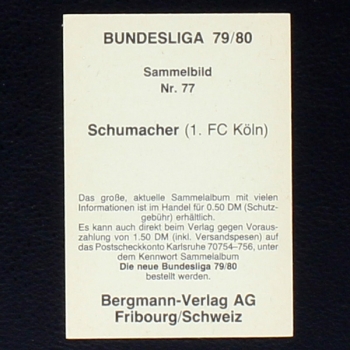 Harald Schumacher Bergmann Sticker No. 77 - Bundesliga 79