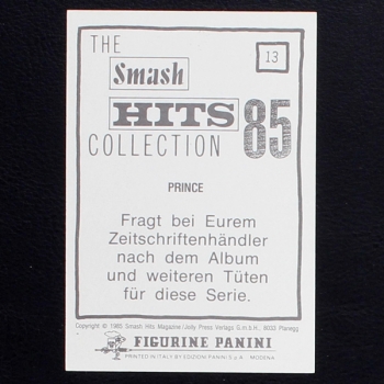 Prince Panini Sticker No.13  - Smash Hits 85