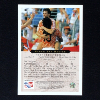 Marco van Basten Upper Deck Trading Card No. 147 - USA 94