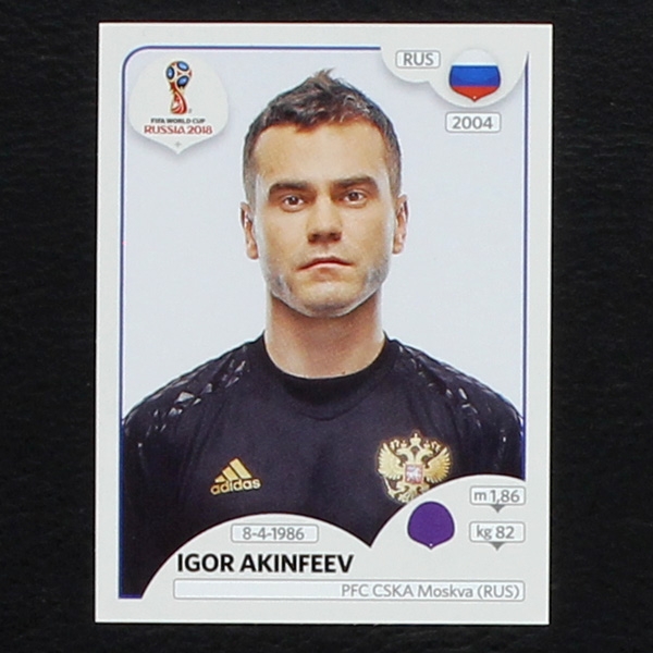 Akinfeev Panini Sticker No. 34 - Russia 2018