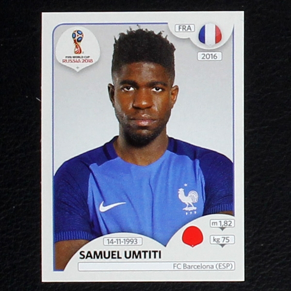 Umtiti Panini Sticker No. 198 - Russia 2018