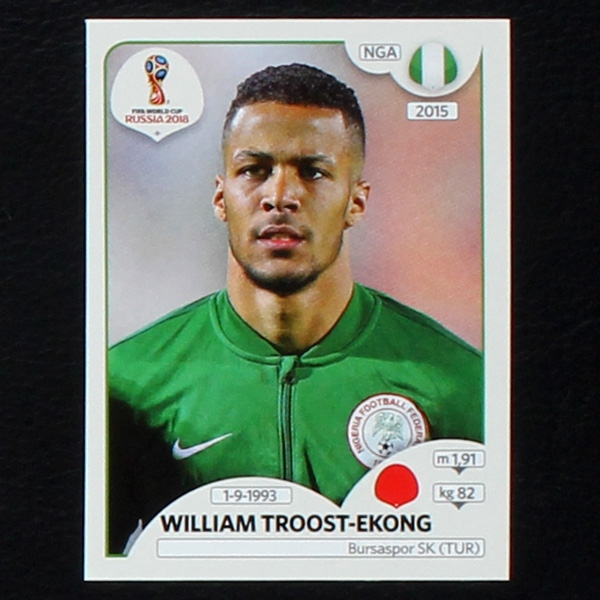 Troost-Ekong Panini Sticker No. 337 - Russia 2018