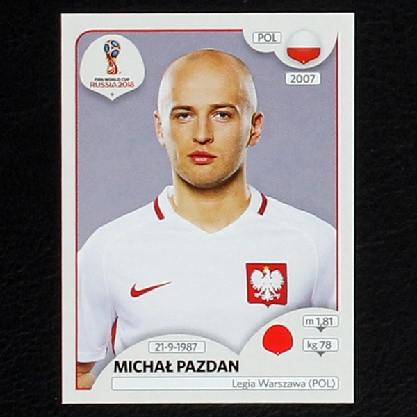 Pazdan Panini Sticker No. 598 - Russia 2018