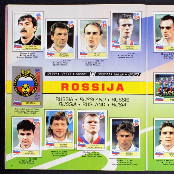 USA 94 Panini Sticker Album komplett - Swiss Version