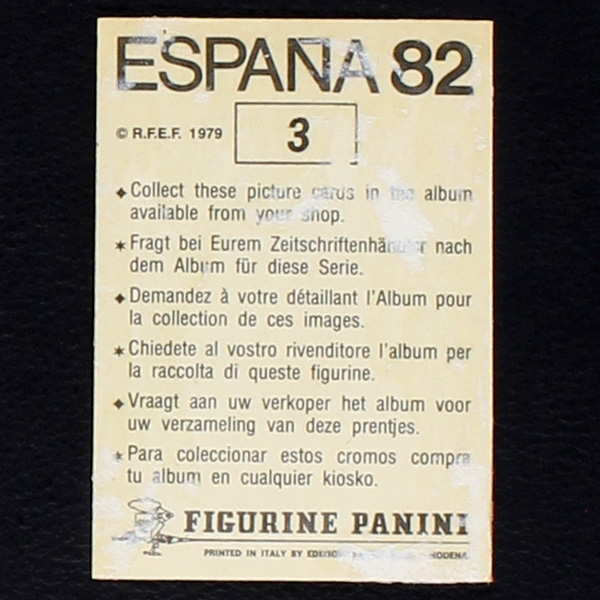 Espana 82 Nr. 3 Panini Sticker Naranjito Wappen - gut