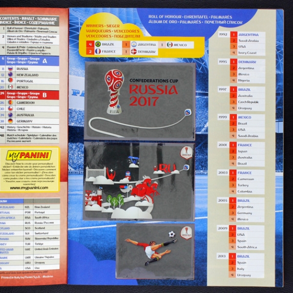 Confederations Cup Russia 2017 Panini Sticker Album komplett