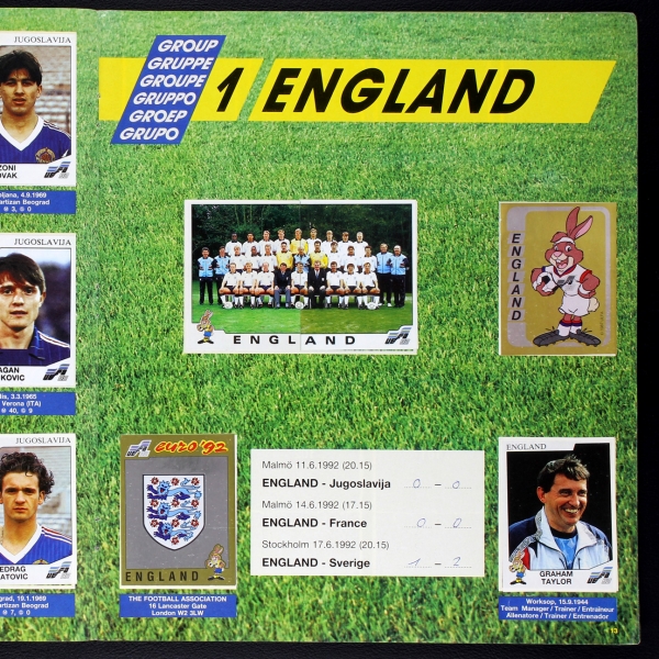 Euro 92 Panini sticker album complete