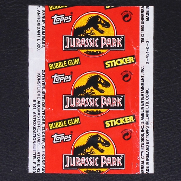Jurassic Park Topps Bubble Gum - Wrapper