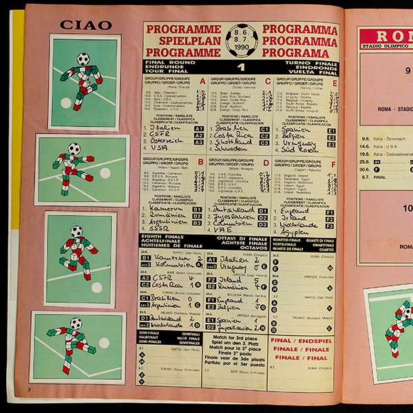 Italia 90 Panini Sticker Album teilgefüllt