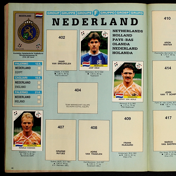 Italia 90 Panini album with stickers