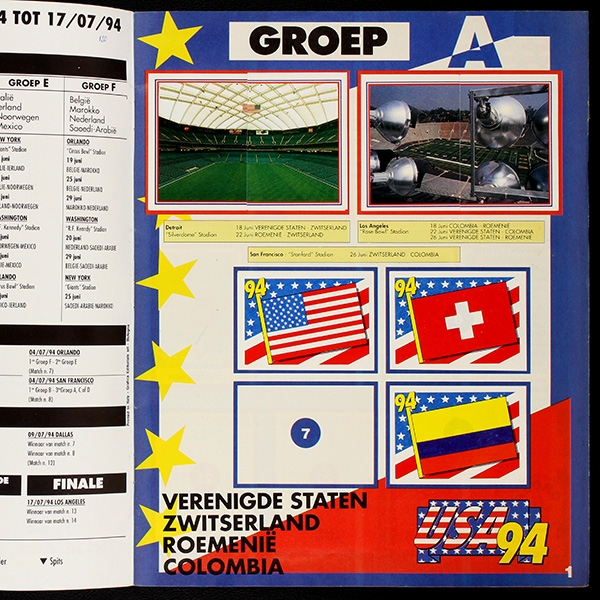 USA 94 Euroflash Broca Sticker Album teilgefüllt -120