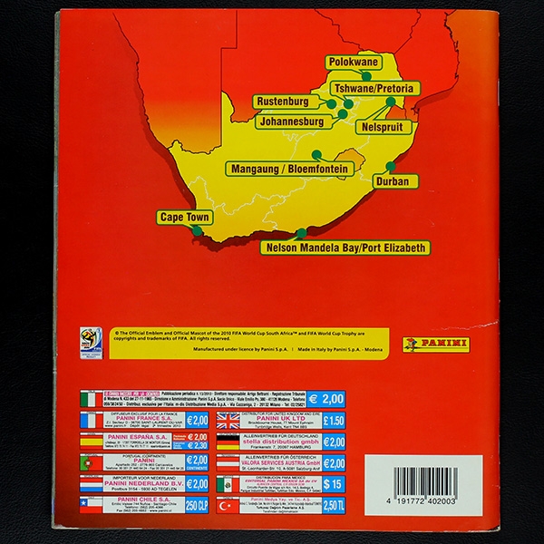 South Africa 2010 Panini sticker album complete with update