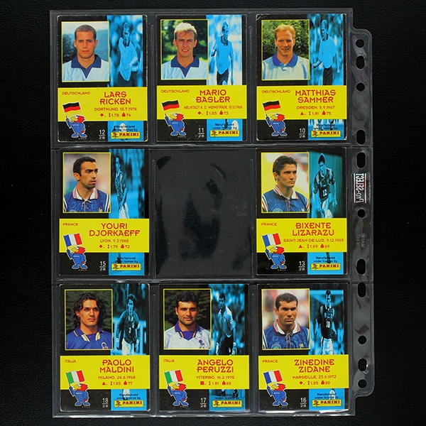 France 98 Panini Trading Cards - Zidane Maldini Hagi