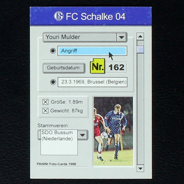 Youri Mulder Panini Trading Card No. 162 - Fußball 98