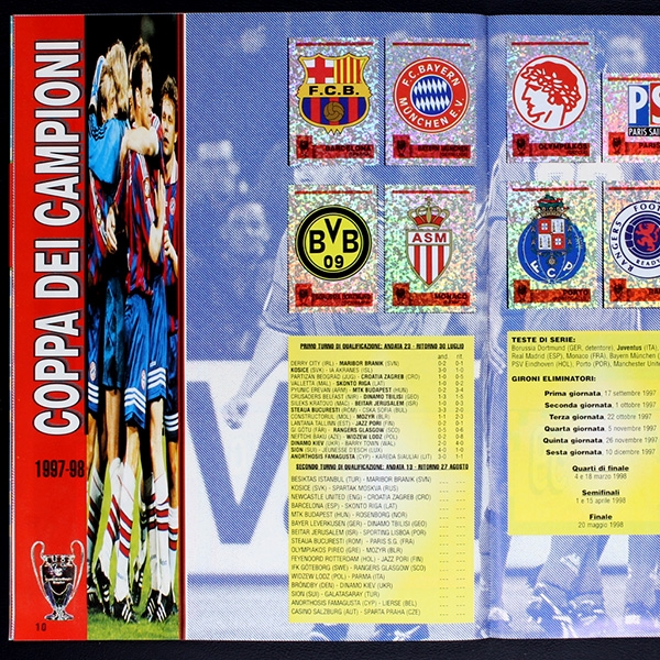 Calcio Coppe 1997 Panini Sticker Album komplett