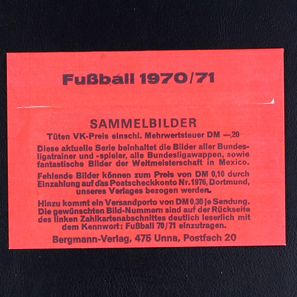 Fußball 1970-71 Bergmann Tüte mit Bildern