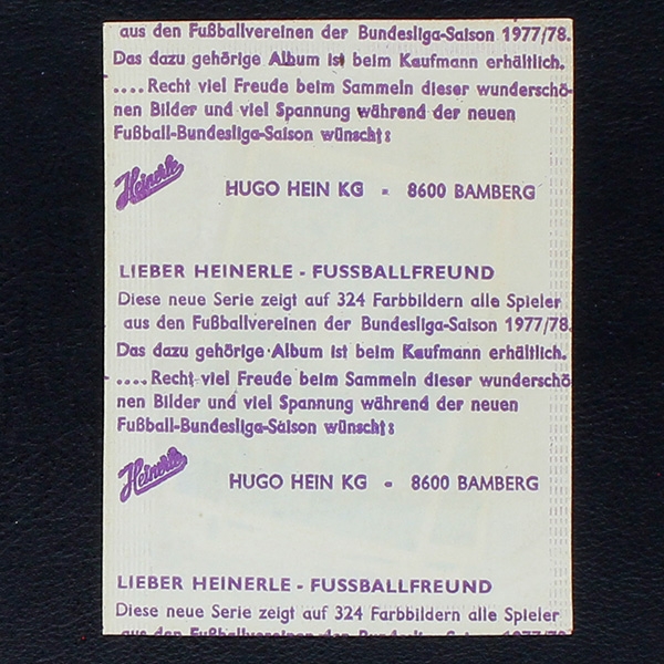 Bundesliga 1977 Heinerle Tüte mit Bildern