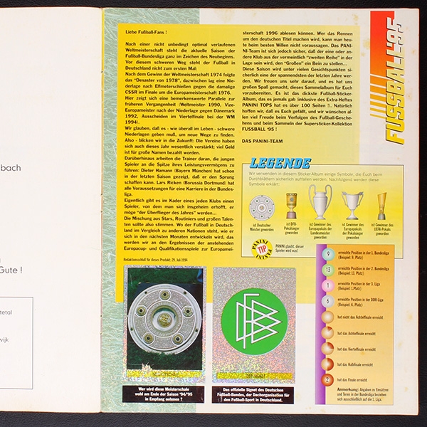 Fußball 95 Panini Sticker Album komplett