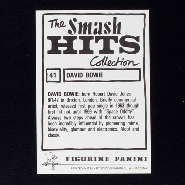 David Bowie Panini Sticker No. 41- Smash Hits Collection