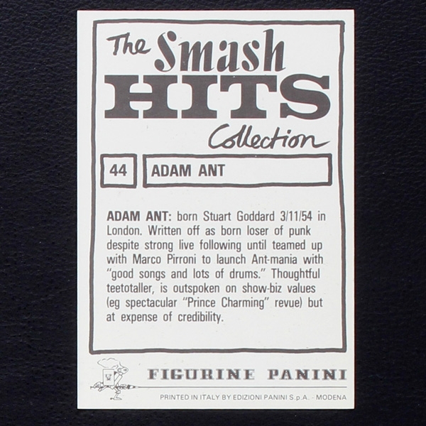 Adam Ant Panini Sticker No. 44 - Smash Hits 85