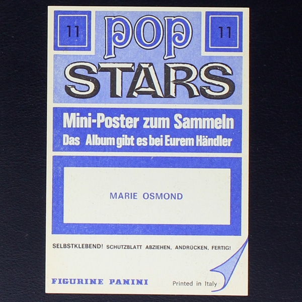 Marie Osmond Panini Sticker No. 11 - Pop Stars