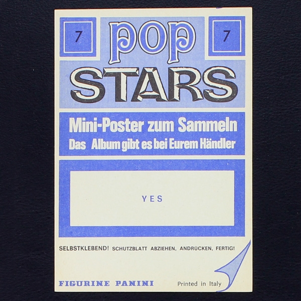 Yes Panini Sticker No. 7 - Pop Stars