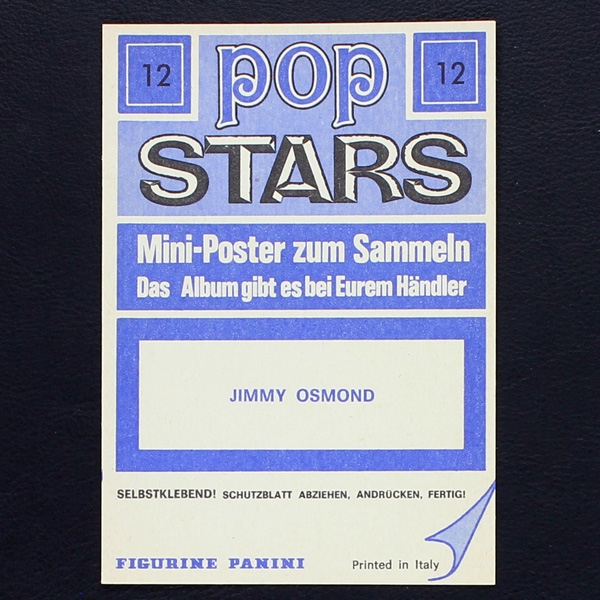 Jimmy Osmond Panini Sticker No. 12 - Pop Stars