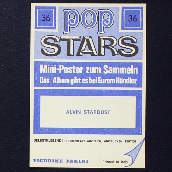 Alvin Stardust Panini Sticker No. 36 - Pop Stars