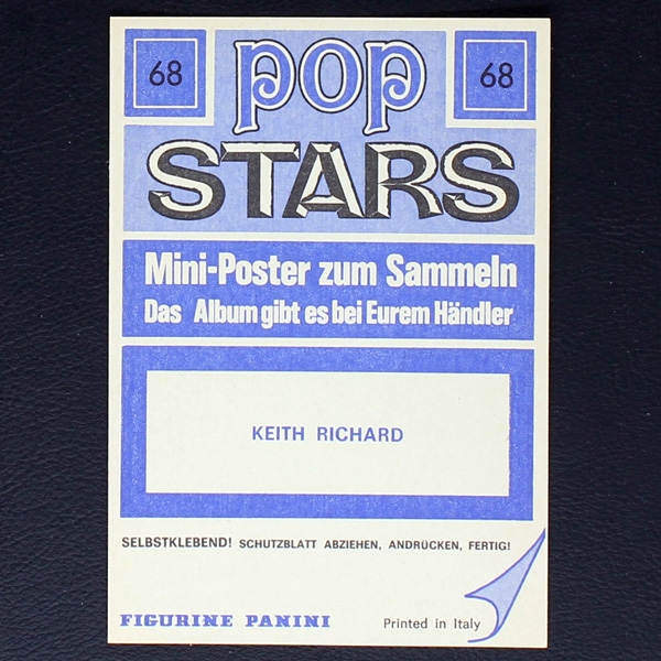 Keith Richard Panini Sticker No. 68 - Pop Stars