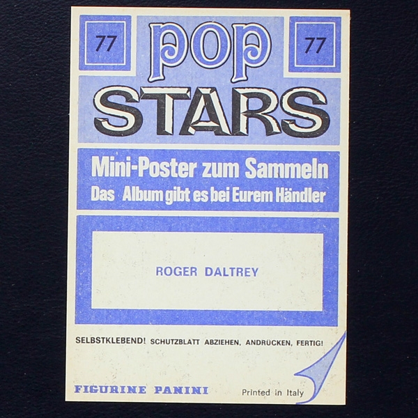 Roger Daltrey Panini Sticker No. 77 - Pop Stars