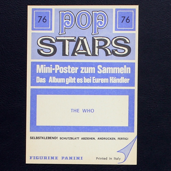 The Who Panini Sticker No. 76 - Pop Stars