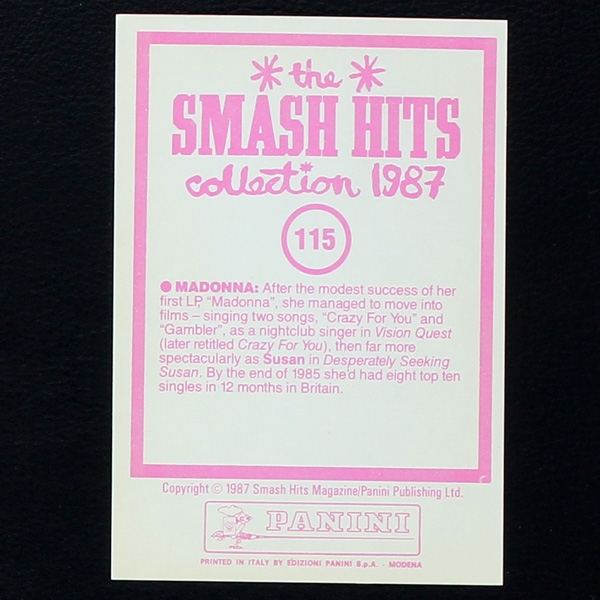 Madonna Panini Sticker No. 115 - Smash Hits 87