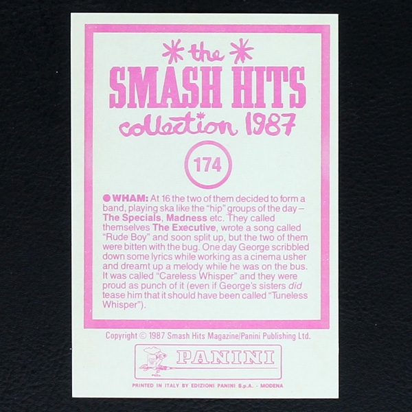 Wham Panini Sticker No. 174 - Smash Hits 87