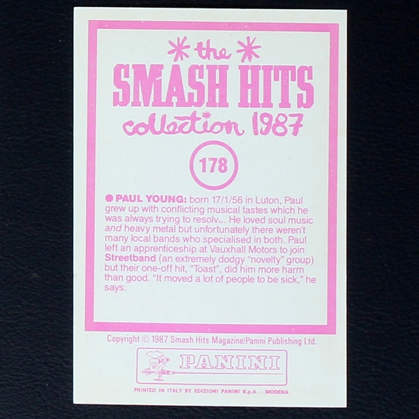 Paul Young Panini Sticker No. 178 - Smash Hits 87