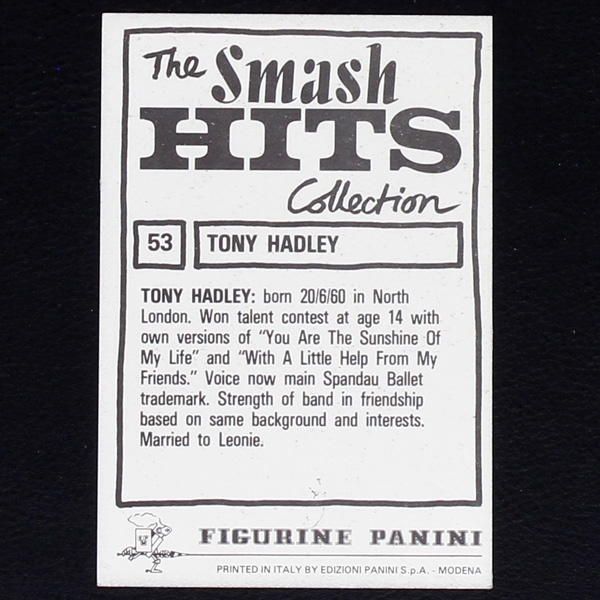 Tony Hadley Panini Sticker No. 53 - Smash Hits 84