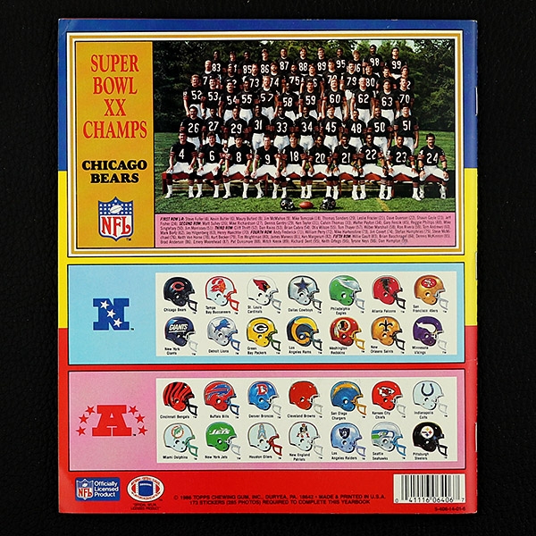 Football NFL 1986 Topps sticker album complete