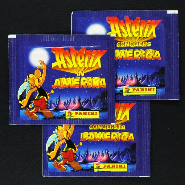 Asterix in Amerika 1988 Panini Sticker Tüten - 3 Versionen