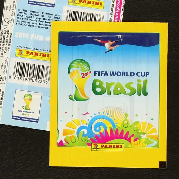 Brasil 2014 Panini Sticker Tüte Variante Hochformat gelb