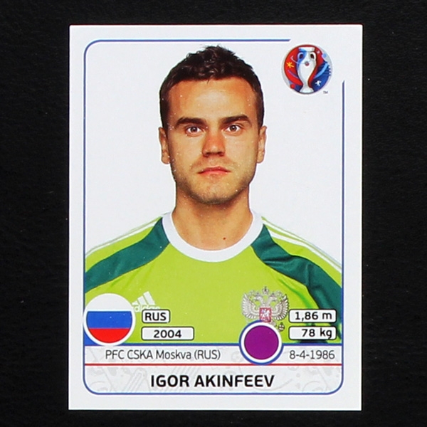 Igor Akinfeev Panini Sticker No. 161 - Euro 2016