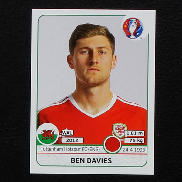 Ben Davies Panini Sticker No. 186 - Euro 2016