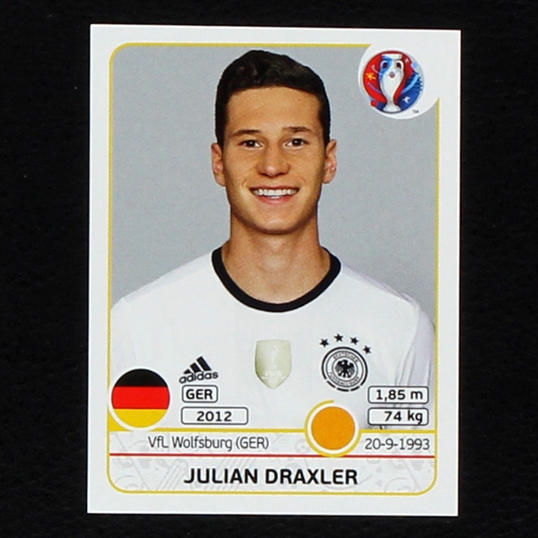 Julian Draxler Panini Sticker No. 254 - Euro 2016