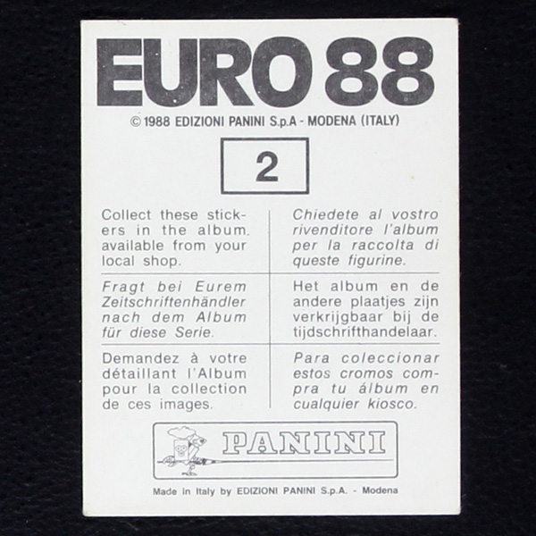 Euro 88 Nr. 002 Panini Sticker Berni
