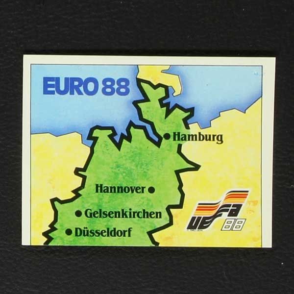 Euro 88 Nr. 019 Panini Sticker Landkarte oben