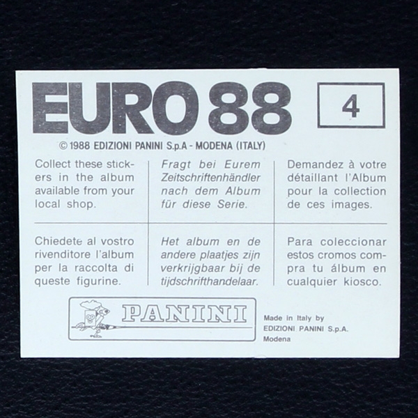 Logo No. 4 Panini Sticker - Euro 88